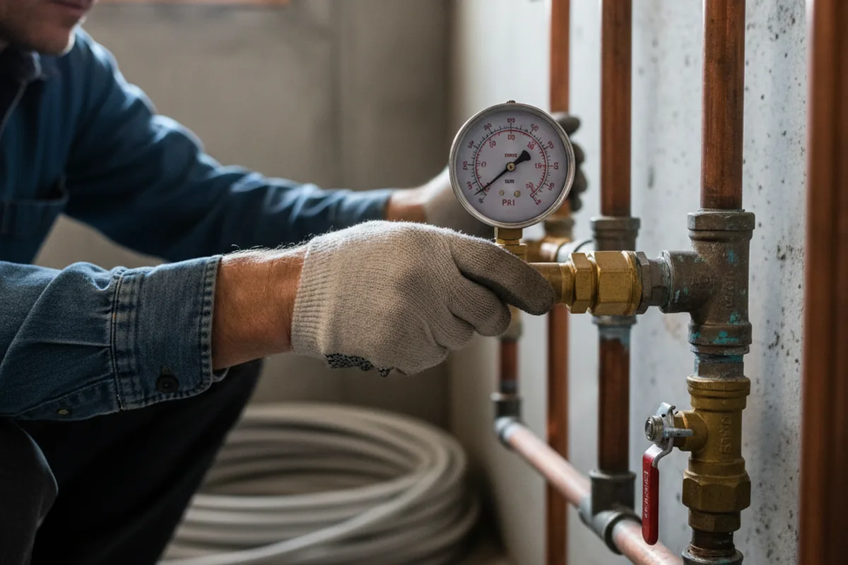 Pressure testing a repaired line during Water Line Repair in Hamtramck